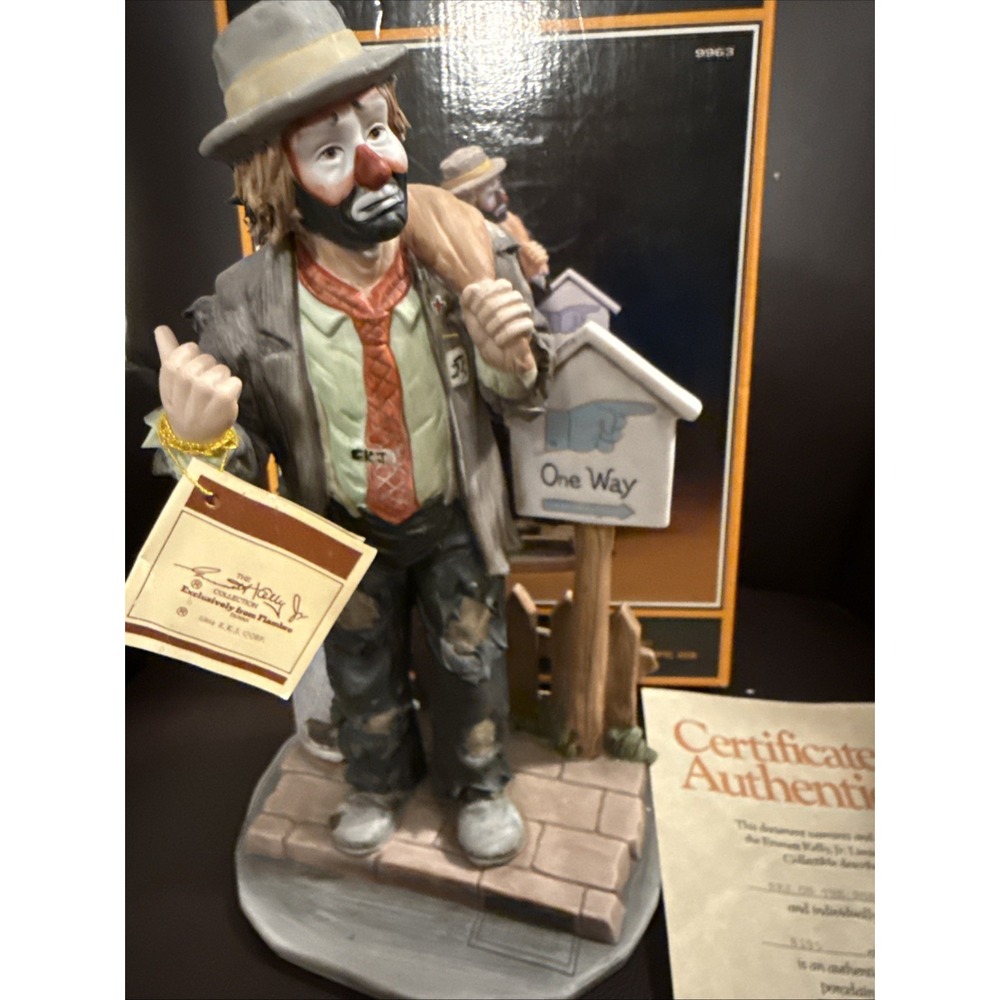 Limited Edition Emmett Kelly Jr Flambro Clown Figurine One Way Sign 1311/9500